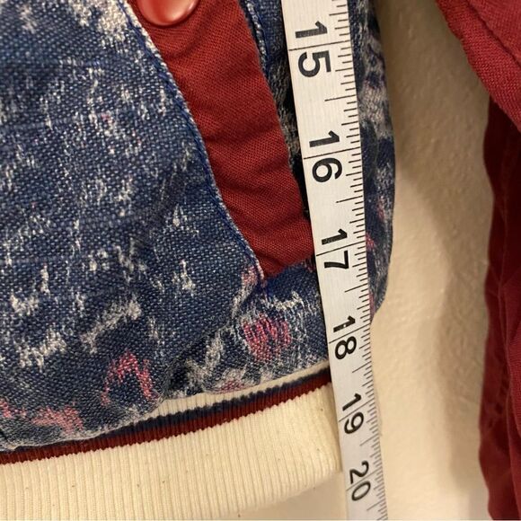 Free People varsity of dreams bomber jacket blue red cotton linen blend S - Picture 9 of 9